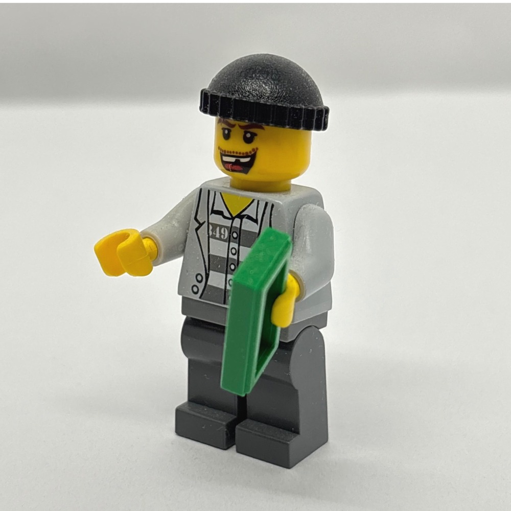 LEGO City Minifigure Jail Prisoner Crook 100 Dollar Bill Money Tile 349 Bad Guy - Picture 4 of 6